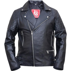 Black Men’s Cross Zip Brando Leather Jacket